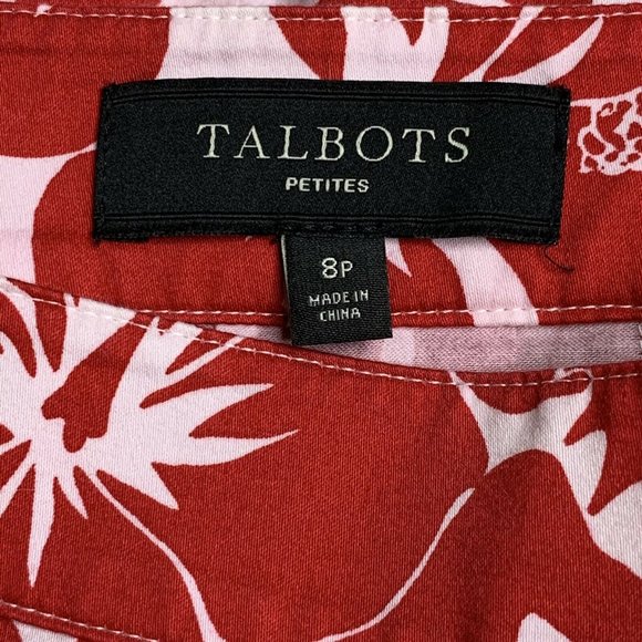 Talbots Petite 8 Red/White Pleated Skirt - Picture 8 of 9
